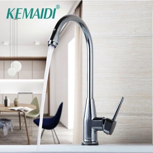 KEMAIDI Kitchen Waterfall Mixer Stainless Steel Faucet Kitchen Mixer Tap Chrome Polished 360 Swivel Kitchen Faucet