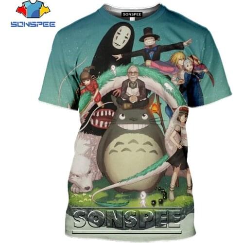 SONSPEE Summer Unisex Casual T-Shirt Short-Sleeved Game Anime Cartoon Totoro 3D Printing T Shirt Men Pullover Tees Tops Clothing
