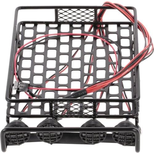 Metal Car Roof Carrier Rack with 4 LED Light Lamp Flashing Model for SCX10 90046 Traxxas RC4WD D90 CC01 RC Crawler