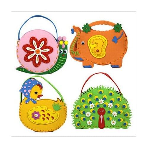 Cartoon Intellectual develop Kids 3d DIY sewing bag Puzzle Kindergarden eva Handmade Crafts Children gift AU077