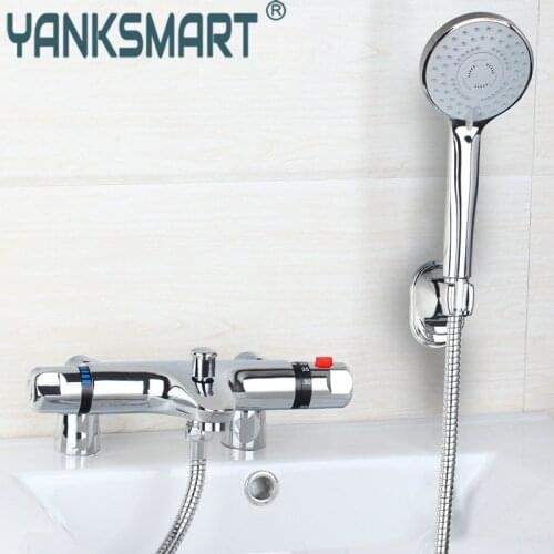 Bathroom Bathtub Shower Set Torneira Thermostatic Modern Widespread Bathroom Bathtub Roman Filler Faucet with Hand Shower Set