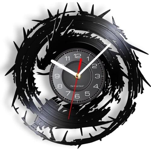 Entrenched Dragon Wall Clock Made Of Real Vinyl Record Mythical Creature Animal Color Changing Wall LightTimepiece Unique Gifts