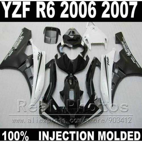 NEW body kit for YAMAHA R6 fairing kit 2006 2007 Injection molding white glossy matt black 2006 2007 YZF R6 fairings