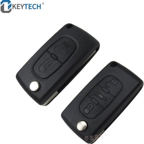 OkeyTech 10PCS for Peugeot 207 307 308 407 607 807 For Citroen C2 C3 C4 C5 C6 2/3 Button Car Key Case Flip Folding Car Key Shell