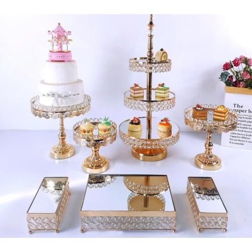 1-14pcs 3 tier gold plating cake stand set Cupcake stand Display Stand Dessert Wedding Birthday Party Dessert Cupcake Plate Rack