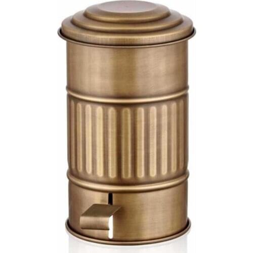 The Mia Indoor Outdoor Available Garden Home Kitchen Bathroom Office Decorative Gold Galvanized Plated Metal Pedal Bin 5 liter