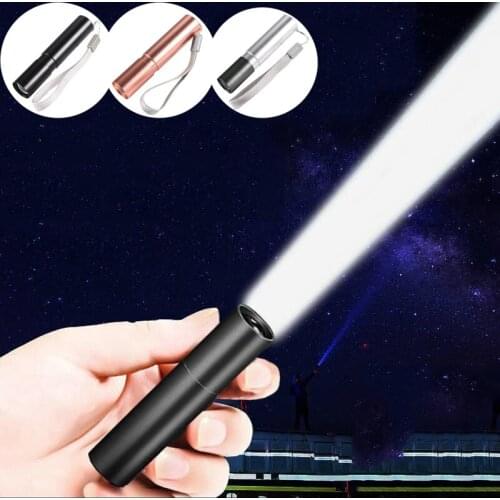 Portable Mini Flashlight 3 Modes USB Rechargeable Flashlight Fixed Focus Zoom Waterproof Light Outdoor Travel Lighting Tools