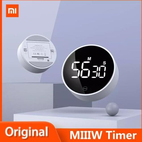 Xiaomi MIIIW Rotating Timer Portable Magnetic Digital Hour Meter LED Counter Silent Timing For Cooking Stopwatch Alarm Clock