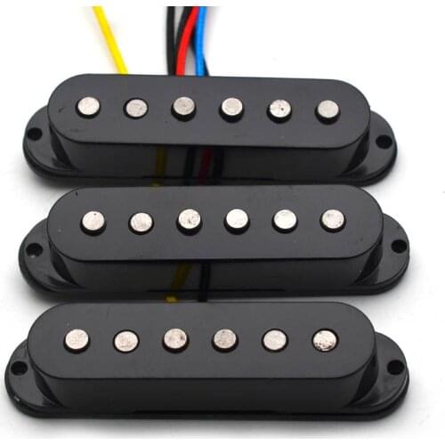 Alnico 5 Single Coil Staggered Top Fiber Bobbin Pickup Electric Guitar Pickup Neck/Middle/Bridge 50/50/52mm for FD Guitar Black