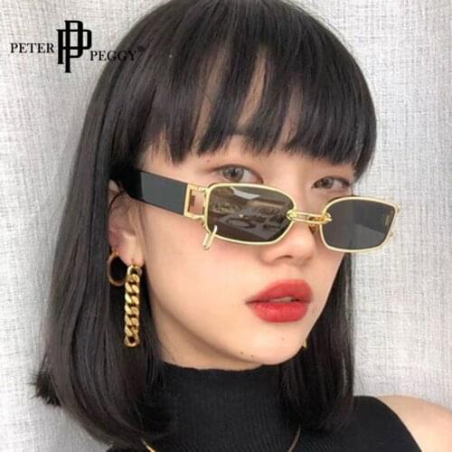 Luxury Fashion Rectangle Sunglasses Women Brand Designer Metal Big Frame Glasses Punk Shades Women Sun Glasses UV400 Unisex