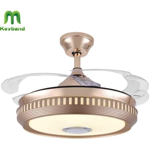 Modern 42" Ceiling Fan Light with Built-in Bluetooth Speaker 6 Wind Speeds Adjustable Conversion DC Motor Reverse Function