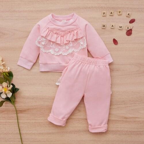 Ma&Baby 0-24M Newborn Infant Baby Girls Clothes Set Lace Long Sleeve Tops Pants Outfits Autumn Spring Clothing DD40