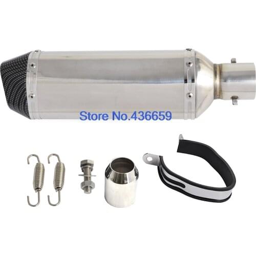 Universal 38-51mm Black Carbon Fiber Exhaust Muffler Pipe Street Sport Bike Motorcycle