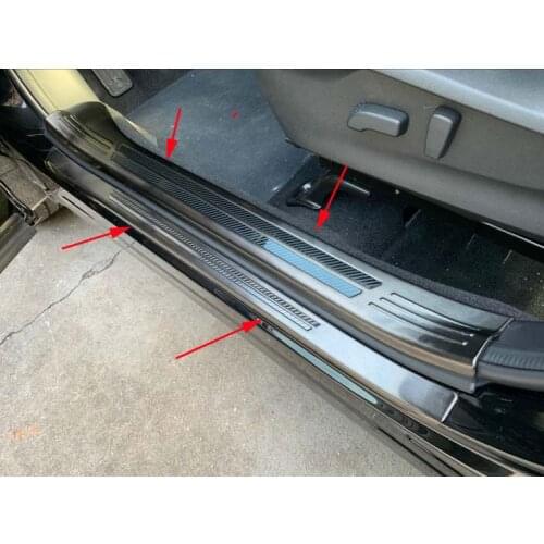 Inner+Outer Black Door Sill Protector Bumper Cover Trims For 2019-2021 Subaru Forester Fiber Decoration New 8PCS