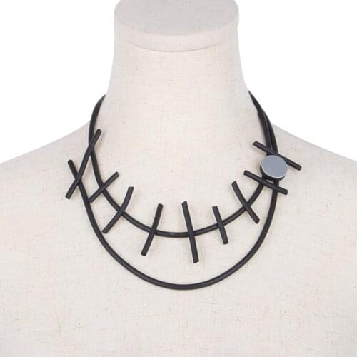 YD&YDBZ Double Layer Rubber Choker Necklaces For Women Classic Silver Color Round Pendant Necklace Irregular Jewelry Accessorie