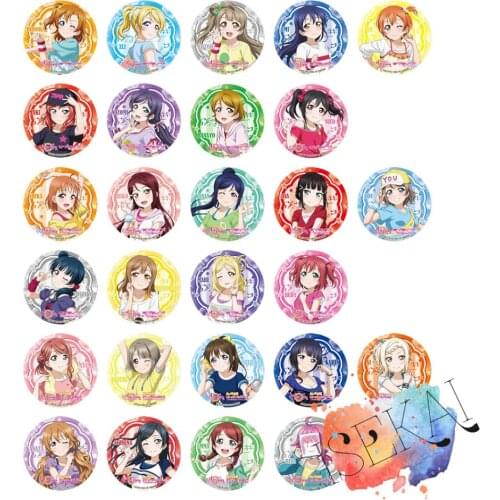 Love Live All Stars Anime Badge μs Aqours PDP Lovelive Sunshine Perfect Dream Project Game Metal Badge Brooch Pins