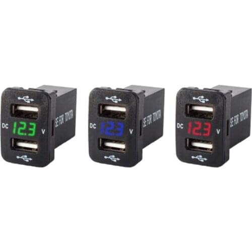 12V Dual USB Ports Car Charger Socket Voltmeter 4.2A Power Adapter For Toyota #221