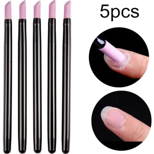 5pcs Quartz Grinding Polishing Pen Nail Cuticle Dead Skin Remover Pusher Trimmer Manicure Nail Art Quartz Stick Pen Tools