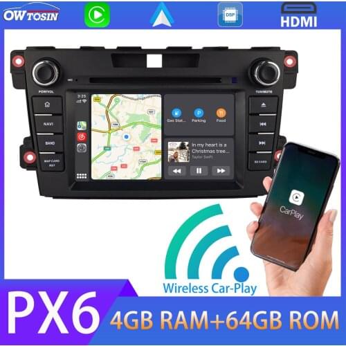 Android 10 GPS Car Multimedia Player PX6 4G+64G For Mazda CX7 2007-2015 Wireless Carplay Radio Bluetooth 5.0 WiFi HDMI 5*USB DSP