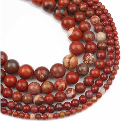 Natural Stone Beads Red River Jaspers Round Loose Beads For Jewelry Making DIY Bracelet Accessories 15"Strand 4 6 8 10 12mm