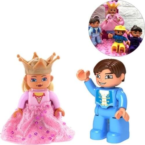 2Pcs/lot Big Size Action figures In Blocks Compatible with DUPLOES Prince Kingdom Princess Bricks Figure Kids Toys Gifts