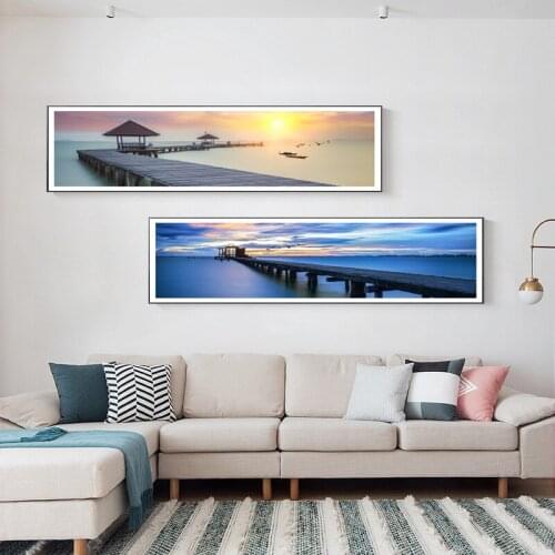 Mountain Natural Sea Landscape Posters and Prints Canvas Painting Panorama Scandinavian Wall Art Picture for Living Room