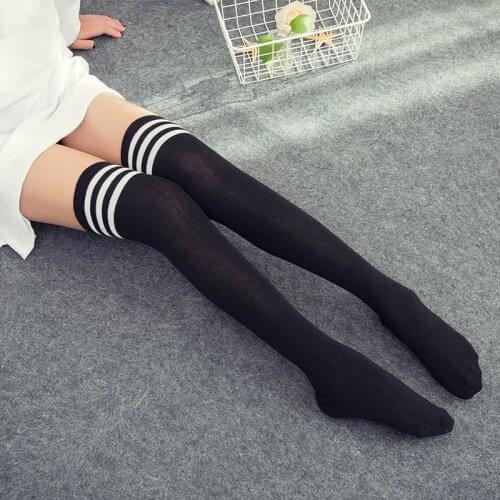 Lolita Cotton School Girl Over Knee Stocking Long Adorable Anime Tight High Black White Kawaii Student Cosplay Sailor Moon