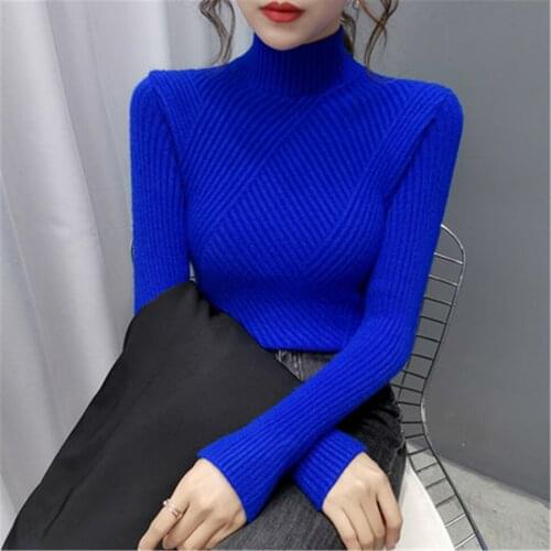 Korean Women Turtleneck 2021 Autumn Winter Sweaters And Pullovers Knit Thick Warm Long Sleeve Cashmere Sweater Female Jumper