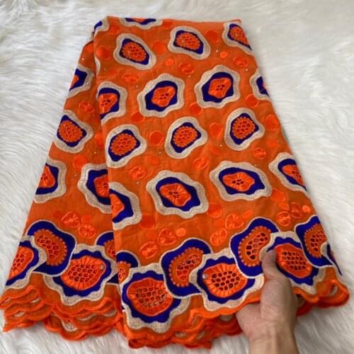 New African 100% Cotton Lace Fabric 2021 High Quality Nigerian French Net Cotton Embroidery Lace Fabrics For Dress 5Yards A2986