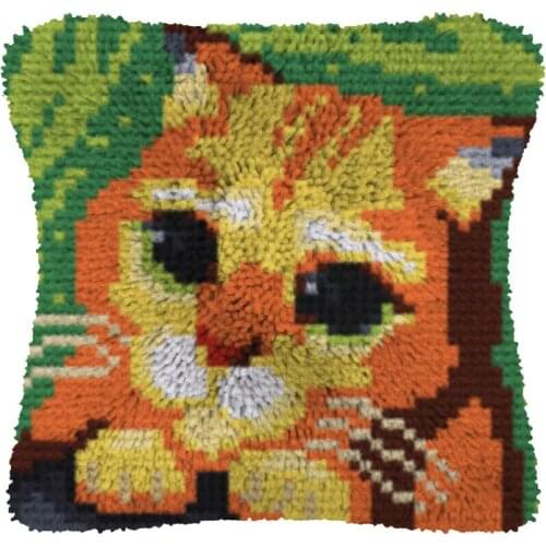 Latch Hook kits Pillow Cat Diy Handmade Printed Canvas Cushion Latch Hook Kits DIY Unfinished accessories