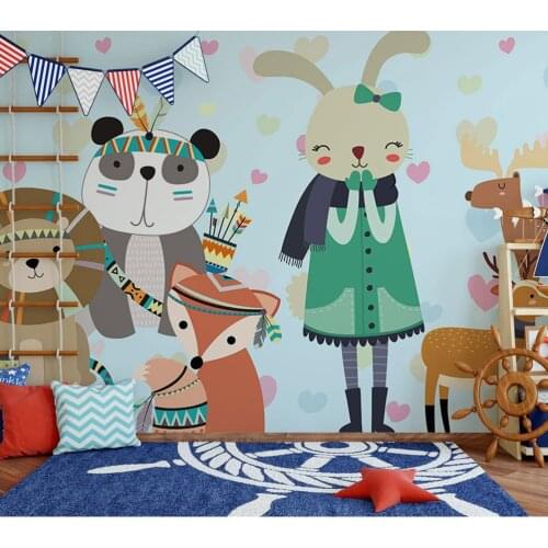 Bacaz Animal Family Rabbit 3d Cartoon Wallpaper Mural for Child Baby room 3D Photo Mural Wall paper 3d Cartoon Wall Stickers