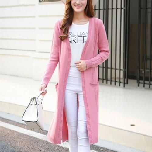 New fashion 100%goat cashmere twist knit womens long cardigan sweater coat hem-open beige 5color M-2XL