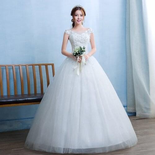 New Wedding Dress Brides Shoulder Simple Large Lace Up Wedding Dresses Ball Gown Dresses