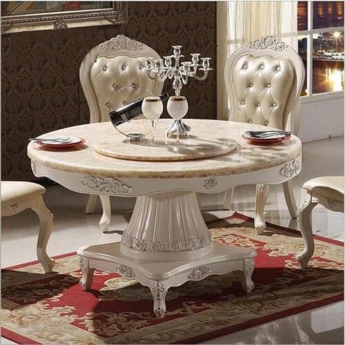 Modern Style Italian Dining Table, 100% Solid Wood Italy Style Luxury round Dining Table set o1237