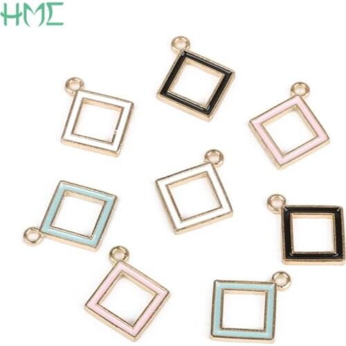 10pcs Geometry Zinc Alloy Metal Drop Oil Enamel Charms Pendants for DIY Beads Craft Bracelet Necklace Earrings Jewelry Making