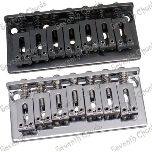 A Set 7 string Saddle Bridge for Electric Guitar / Strings through body.- Chrome & Black for choose