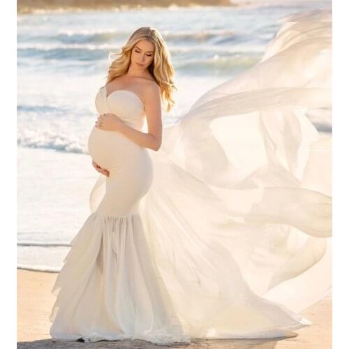 Sexy Shoulderless Maternity Photography Props Long Dress Shawl Fancy Pregnancy Dresses Maxi Gown For Pregnant Women Photo Shoots