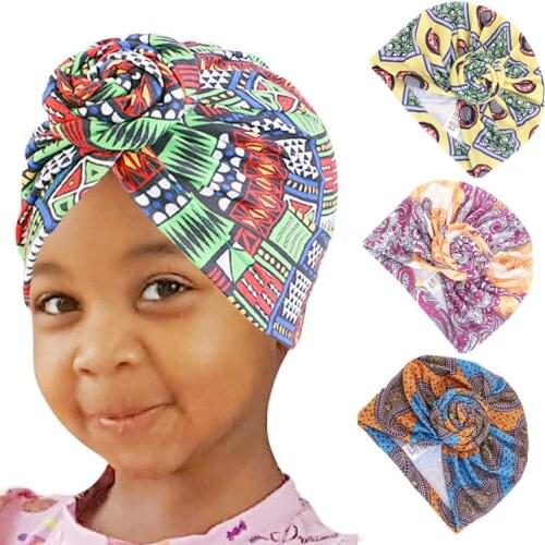 New Printed Baby Hat Turban Knot Cotton Baby Girl Boy Hat Beanie Soft Newborn Infant Toddler Head Wraps Kids Cap Head Wrap