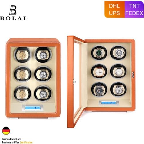 Watch Winder Safe Box Luxury Automatic Watches Storage Box Battery Wood Leather Mabuchi Motor LCD Touch Screen Watch Winding