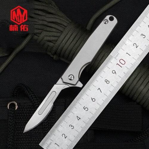 MINI Titanium Alloy Folding Knife Portable EDC Outdoor Camping Survival Emergency Scalpel No Knife