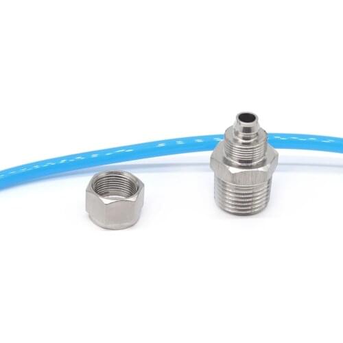 Stainless steel connector 1/8 1/4 3/8 1/2 male thread 6 8 10 12 mm hose PU tube fitting PU PTFE soft plastic pipe quick joint