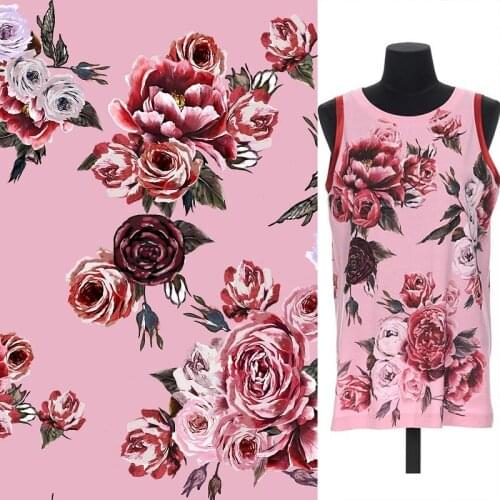 D Flower Brand Digital Printing Polyester Fashion Cloth Fabric By The Yard High Fashion Designer Sewing DIY Material Fabric