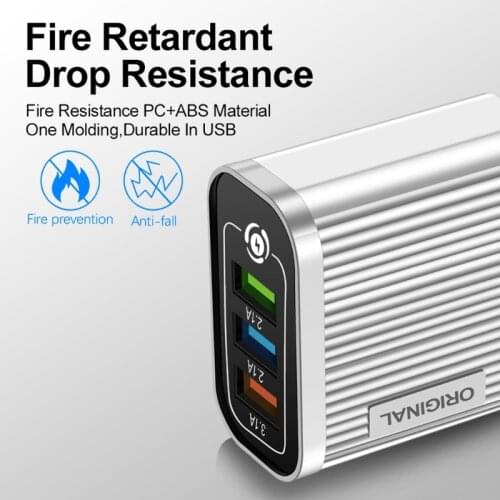 USB Charger LED Display US Plug Quick Charge 3.0 Mobile Phone Accessories Fast Charging Charger Wall Adapter Charger