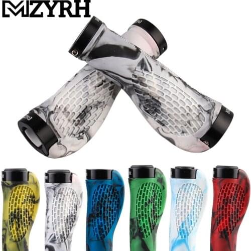 Bike Handlebar Grips,Ergonomic Design Bicycle Grips Widen Holding Surface Rubber with Aluminum Lock Bicycle