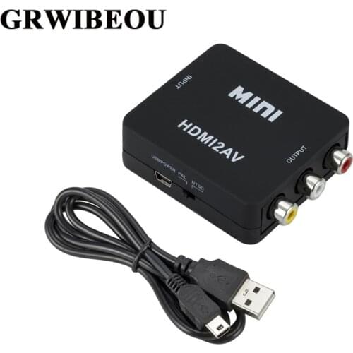 Grwibeou HDMI TO AV Scaler Converter Box HD Video Composite Adapter HDMI to RCA AV/CVSB L/R Video 1080P Mini HDMI to AV Adapter