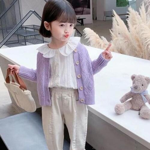 Girls Knitted cardigan sweaters spring autumn children clothing new cotton baby kids girls retro knitted sweaters tops P4 159