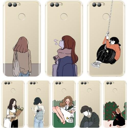 Back Cover For Huawei Nova Smart Lite 2017 Soft Silicone Cartoon Girl Japan Phone Case For Huawei Nova 2i 2 Lite Plus 3 3I 3E