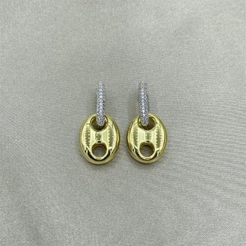 Gold Kaplama Zirkon DÜĞME Earrings 3CM / 2.5CM / 1CM
