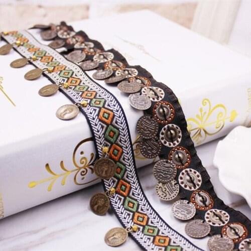 1Yards/Lot Copper Tassel Lace Trim Bohemian Cotton Fabric Lace Ribbon Fringe Drop Handmade Sewing Clothes Curtains Accessories