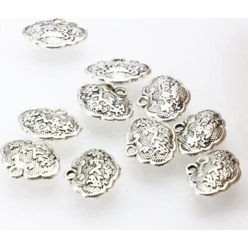 10PCS Jewelry Making Women Girls Gifts Crafts Copper Finding Pendant For Girl Accessory Longevity Lucky Lock Shape Parts 11x14mm